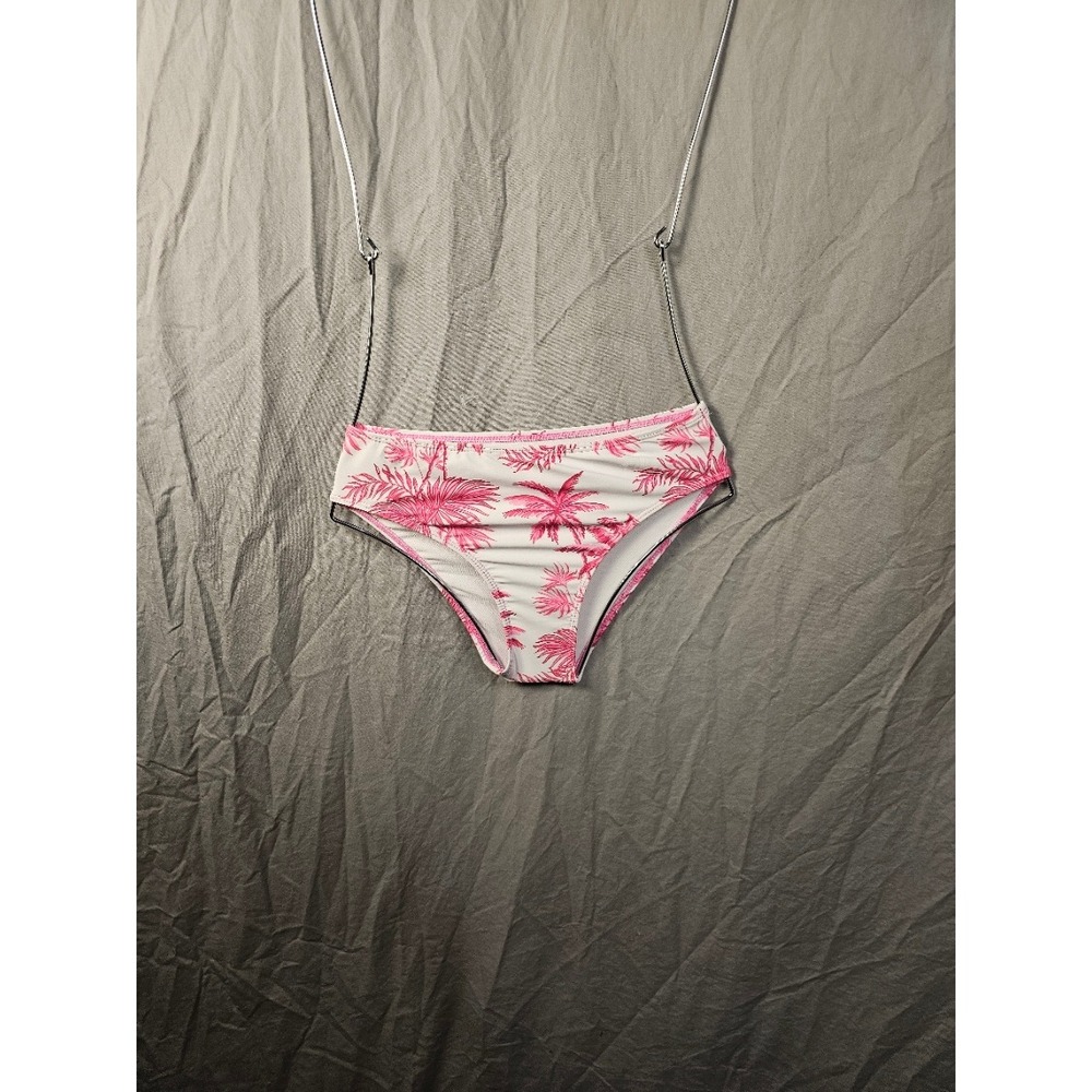 Pink Palm Tree Print Bikini Bottom Girls Size 13-14Y Tropical Swimwear